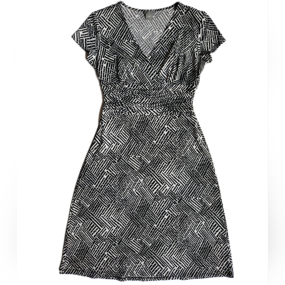 Vintage Ann Taylor Flare Dress | Black + White | Women's Size 2 | EUC